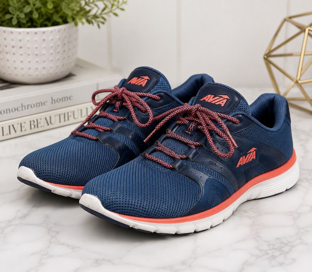 Avia Avi-Mania Women’s Running Shoes | Navy Blue & Coral | Memory Foam | Size 9